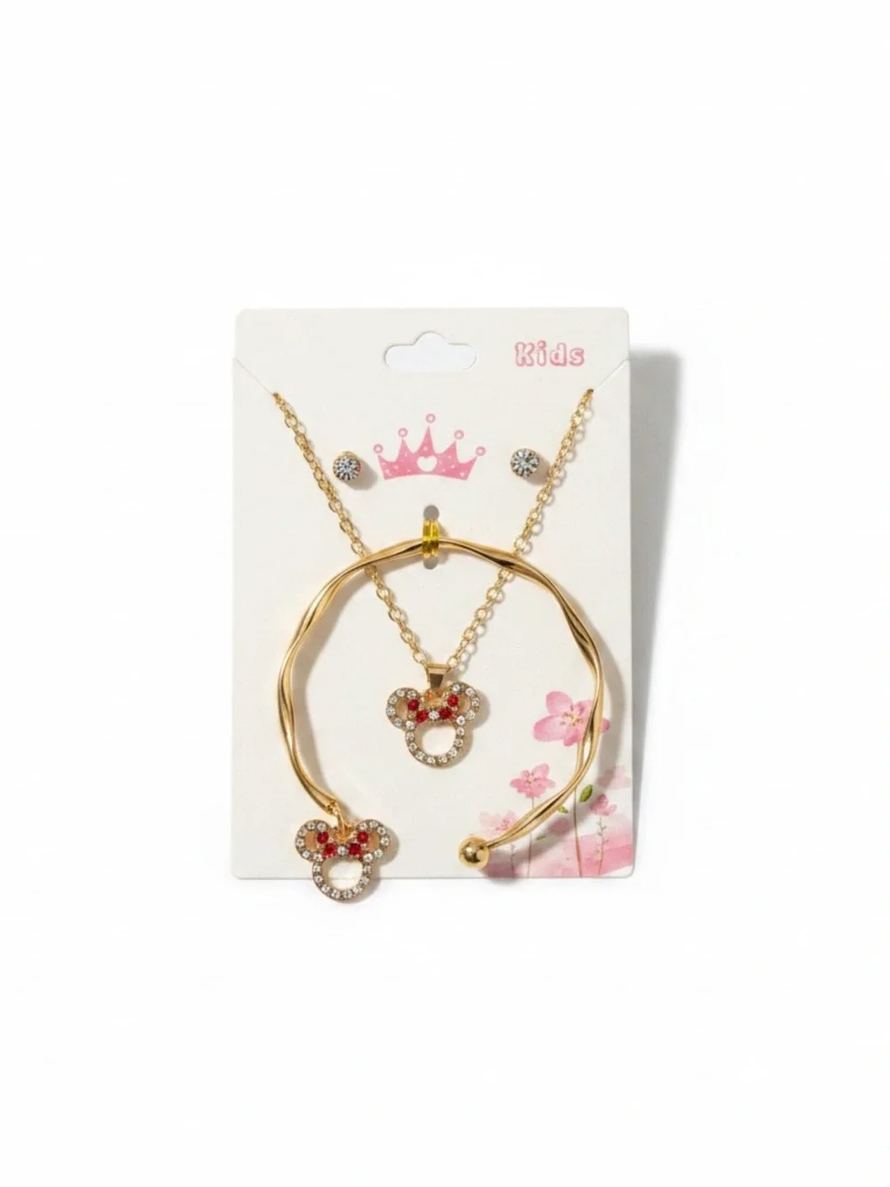 NWT Disney Theme Stainless Steel Set Bangle Bracelet, Necklace & Earring Set